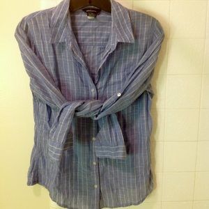 Blue pin stripe women's button up